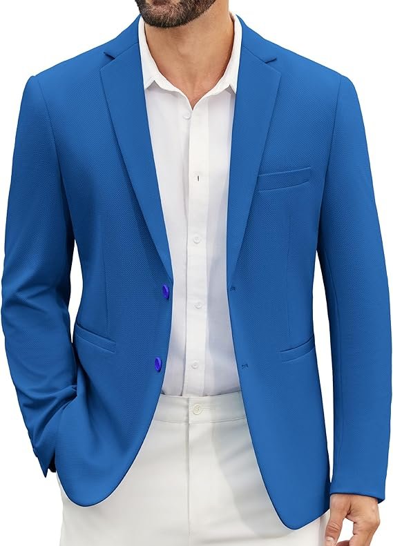 COOFANDY Chaqueta deportiva ligera para hombre, con 2 botones, corte regular, para bodas
